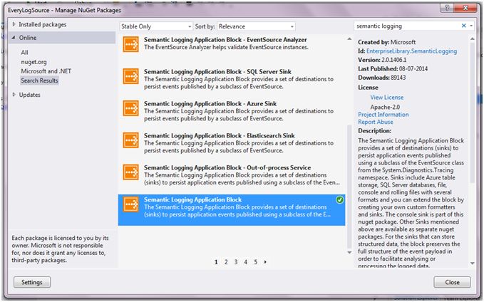 Semantic Logging Application Block